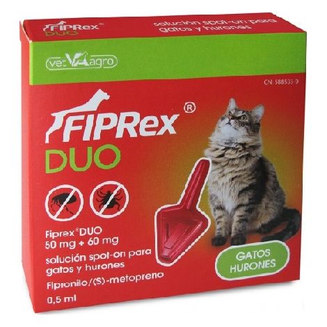 FIPREX DUO CATS ET FERRETS PIPETTE DE PIPHONIRE, FIPRONIL 50 MG -MEOPRENE 60 MG, 1 UD