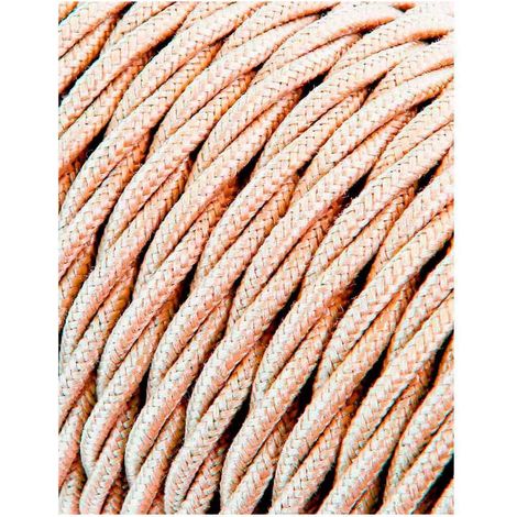 Câble Textile Tressé 2x0,75mm C-15 Beige Soie 25m (1/2)