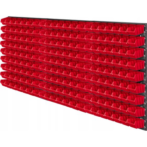 KADAX Werkstattwandregal, Wandplatten, 174 x 78 cm, Rot, 189 tlg.