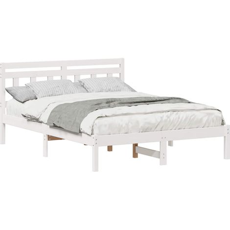 Maison Exclusive - Struttura del letto Bianco 140 x 190 cm Pino massello