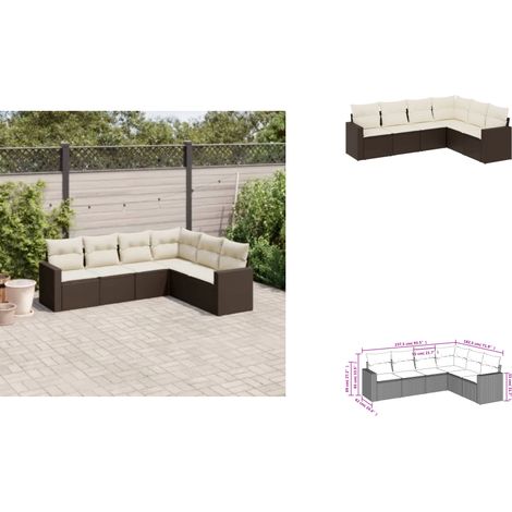 6-tlg. Garten-Sofagarnitur mit Kissen Braun Poly Rattan - Gartensofa - Outdoor Möbel - Gartenmöbel Set - Rattan Sofa - Lounge Set (1/3)