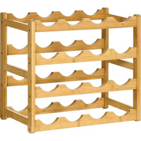 4-stöckiges Weinregal aus Bambus für 16 Flaschen, Weinflaschenhalter 43 x 23,5 x 38 cm, natur (1/5)