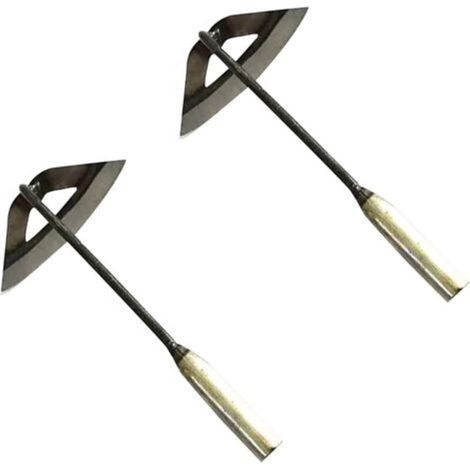 Houe creuse de jardinage à 2 joues creuses en acier trempé, râteau à main pour mauvaises herbes, culture de légumes, outil de jardinage portable pour ameublir le sol (1/4)