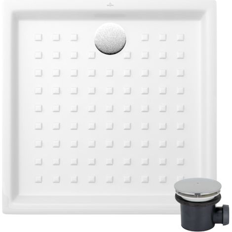 Pack receveur 100 x 100 VILLEROY ET BOCH O Novo ceramique carré blanc avec bonde D90