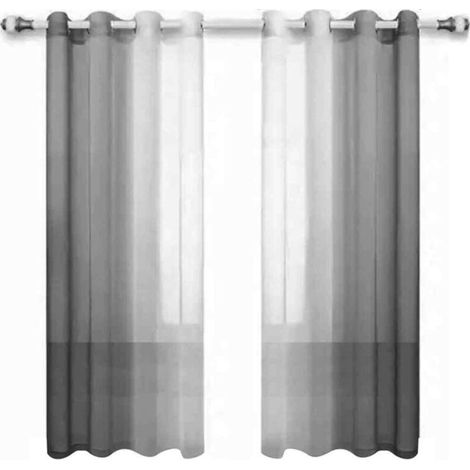 Rideaux en Voile Dégradé Faux Lin pour Chambre - à Oeillets - Filtration Lumière Semi-Transparente - pour Séjour 63 Pouces (160cm) de Long