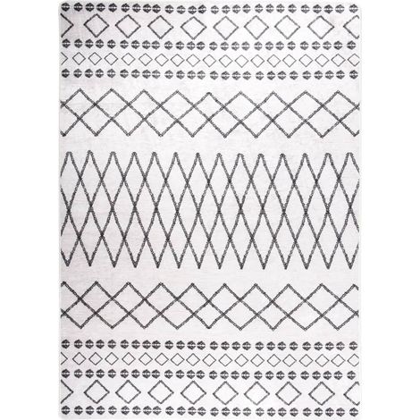 Tapis lavable antidérapant Tapis de salon Tapis d'entrée 120x180 cm Noir et blanc 34171 (1/5)