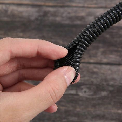25 Fuß langer, schwarzer flexibler Polyethylen-Schutzschlauch, Kabelschutzhülle, robuste Spiralhülse, Einzelpackung, Standarddurchmesser, für den Innen- und Außenbereich, langlebiger elektrischer Schu (1/5)