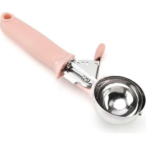 Cuillère à glace en acier inoxydable avec gâchette, poignée ergonomique antidérapante, pour boules de melon, pâte à biscuits, pommes de terre, yaourt, cuisine (1/4)