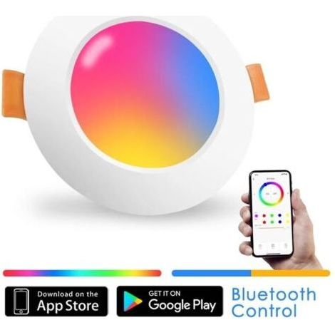 Spot lumineux LED coloré encastrable pour le plafond, éclairage d'intérieur intelligent et rond, rvb, lumière à intensité réglable (1/5)