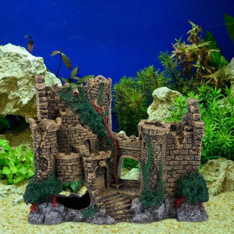 Ornements en résine style château western vintage pour aquarium. (1/5)
