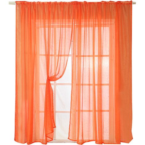 Lot de 2 rideaux transparents de haute qualité pour salon et chambre (orange) (1/5)