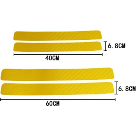(4 pièces,jaune sans logo) Pour Suzuki Grand Vitara Swift Sport : 4 seuils de porte en fibre de carbone 3D imperméables et résistants à l'usure Autocollants de protection (1/3)