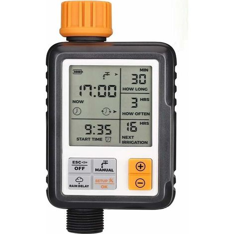 Minuterie Arrosage Automatique pour Jardin, Programmateur d'Arrosage Extérieur, Minuteur Arroseur avec Grand Écran LCD, (1/5)