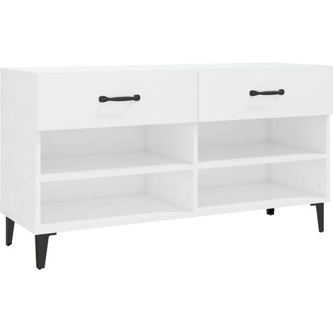Maison Exclusive - Scarpiera Bianco Lucido 102x35x55 cm in Legno Multistrato
