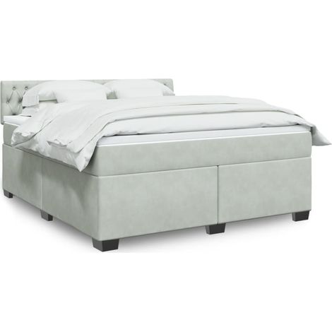 Boxspringbett mit Matratze Hellgrau 180x200 cm Samt