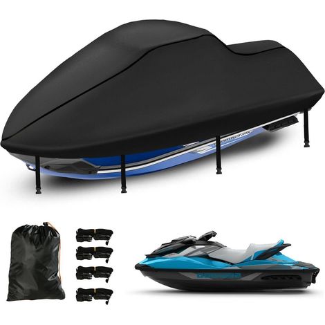 Jet Ski Abdeckung 3 Sitzer 420D Oxford, 345-368cm, Schwarz (1/5)