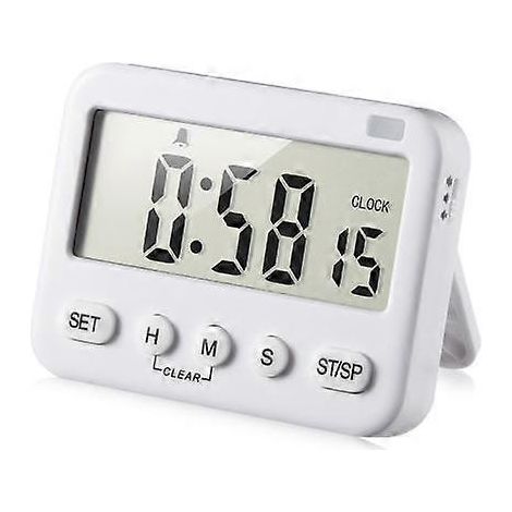 Horloge numérique avec minuterie, compte à rebours, fonction événement, alarme, dos magnétique et affichage sonore vibrant. (1/4)