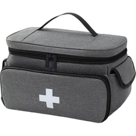 Trousse de premiers secours étanche et vide, grande pharmacie de voyage, sac à médicaments portable avec bandoulière, sac d'urgence pour l'extérieur, la maison et les voyages, gris (1/5)