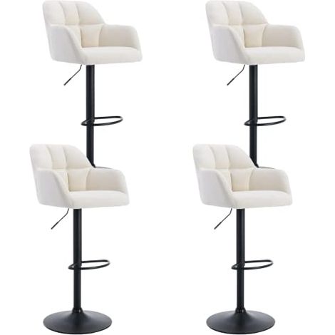 Bar Stools Set of 4 in Velvet Upholstered Modern Counter Chairs Height Adjustable Swivel Stools for Kitchen Home Bar Restaurant, Beige, Wahson