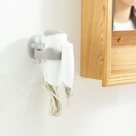 Hochwertiger, nahtloser Haartrocknerhalter ohne Bohrlöcher zur Wandmontage, passend für Toilette, Badezimmer und WC, Katzenkrallen-Design, Grau (1/5)