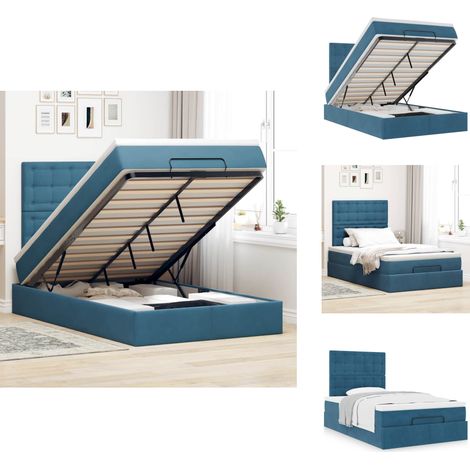 Cadre de lit ottoman avec matelas bleu foncé 120x200 cm velours - Lit Ottoman - Lits Ottomans - Cadre De Lit - Cadre De Lit Avec Rangement (1/5)