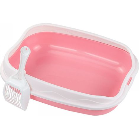 1 bac à litière pour chat, semi-fermé, rose, 39 x 31 x 10 cm, adapté à jusqu’à 5 chats (1/5)