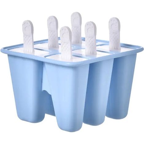 Moules à glaçonsMoule à glace, en silicone alimentaire sans BPA, 6 cavités, bleu clair/blanc (1/5)