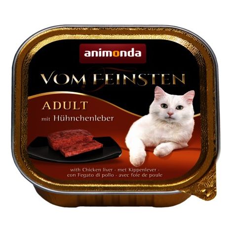 Animonda Cat  Vom Feinsten Adulto  Alimento húmedo para gatos adultos - Bandeja de 100 g - Hígado de pollo 100 g