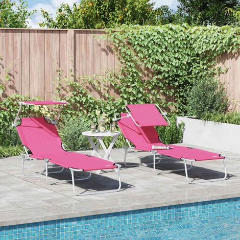 Sonnenliege 2 pcs Rosa 58 x 188 x 77cm Polyester