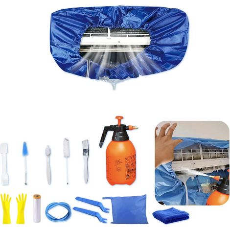 Kit Nettoyage Climatiseur - 15 Pièces - Tissu Oxford - Drainage Intégré - Pour Split Mural - Taille 94-132 cm (1/5)