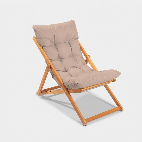 Silla tumbona plegable de madera de haya Velkar - Marrón