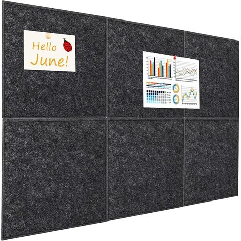 Large Felt Notice Boards 90 x 60 cm Self Adhesive Bulletin Board 30 x 30 cm for Home Office Classroom (Pack of 6) (1/5)