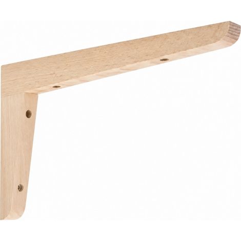 Winkelkonsole aus unbehandelter Buche zum Anschrauben, H.200x300mm.