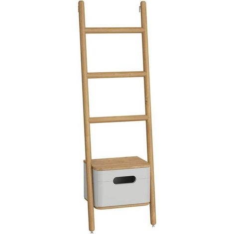 Toallero vertical (escalera) - VitrA 66161 - Gris claro mate - Cajón de cierre suave roble moka - Montaje en pared
