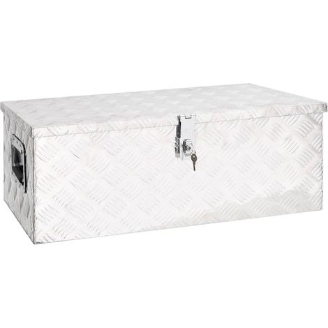 Boîte de rangement-Coffre de rangement-Stockage Rangement Argenté 80x39x30 cm Aluminium 398102 (1/5)