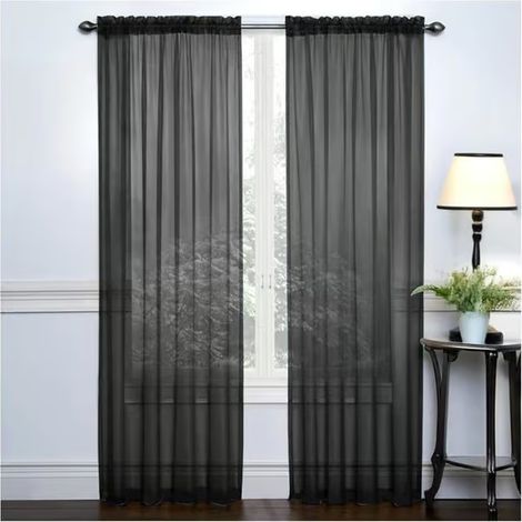 Rideaux voilages, lot de 2 - 132 x 241 cm - avec passe-tringle, pour la décoration intérieure (salon, chambre, cuisine), 2 panneaux (1/5)
