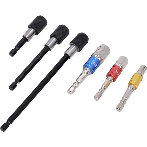 Mandrin porte-embouts magnétique à douille, adaptateur de visserie avec extension en acier, tige hexagonale 6,35 mm (1/4 pouce), kit de fixation pour tournevis, maintien ferme des embouts (1/5)