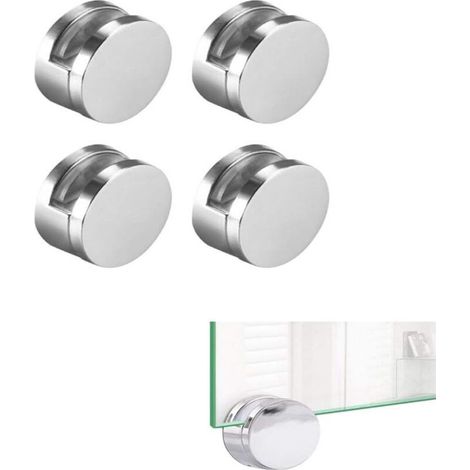 [4Pcs] Adjustable Frameless Rectangle Glass Shelf Brackets Heavy Duty Fixing Brackets Shelf Clips (1/4)