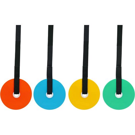 Target Discs Set of 4 (15cm) - Precision and Agility Trainer for Football, Lacrosse, Hockey and Baseball - Adjustable Strap, Also Flat Markers (1/5)