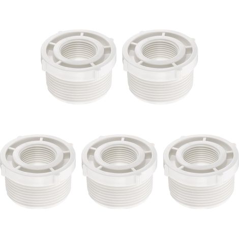 5 Pcs Manchon Réducteur PVC Filetage Mâle G1-1/2" À Filetage Femelle G3/4" Raccords D'Adaptateur Réducteur Pour Système De Plomberie, Blanc (1/5)