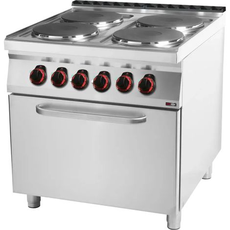 Fourneau électrique avec four électrique statique GN 2/1 - 4x feu 400 V REDFOX - SPT 90/80 21 E - REDFOX