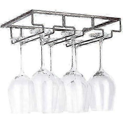Weinglasregal – Unterbau-Weinglashalter, Stielglasaufbewahrung, Metall-Organizer für Bar und Küche, Schwarz Braun 3 Reihen, 1 Packung (1/4)