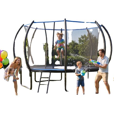 Trampoline Extérieur, 366 cm / 12 ft de Diamètre, Cadre en Acier Galvanisé, Supporte jusqu'à 150 kg, Certifié EN 71-14:2025, Échelle Incluse (1/5)