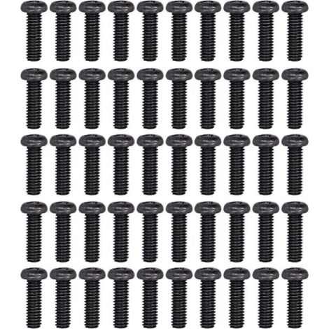 Lot de 50 vis à métaux à tête cylindrique en acier inoxydable entièrement filetées noires plaquées zinc DIN7985, écrous à rivets (M4 x 12) (1/5)