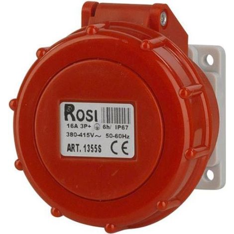 Presa industriale da incasso, 380V, 3P+T, 16A, IP67, 55x55mm - Rosi 1001355S (1/2)