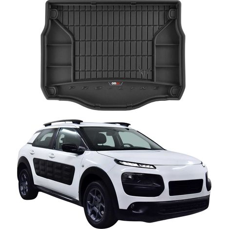 Tapis de Coffre 3D TPE Premium Compatible avec Citroen C4 Cactus 2014-2018 - Bac de Protection de Coffre Intérieur antidérapant Revêtement de Coffre Bords Hauts pour Voiture Noir