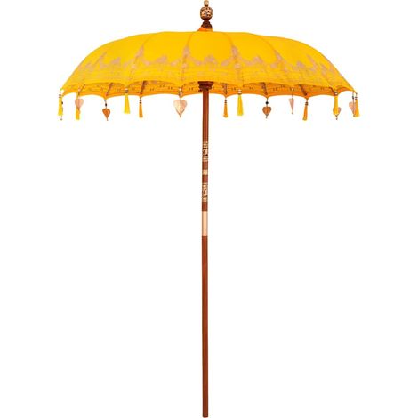 Parasol de jardin,Parasol balinais Jaune (180-190) x 260 cm Coton et bois massif CFW30246 (1/5)