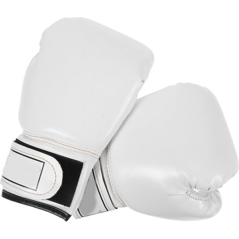 Gants de boxe HEMOTON, paire blanche, mousse moulante élégante, respirants et absorbants pour l’entraînement Karaté, kickboxing et combat. (1/5)