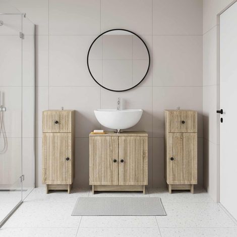 vidaXL 3 Piece Bathroom Cabinet Set EDE Sonoma Oak Engineered Wood (1/5)