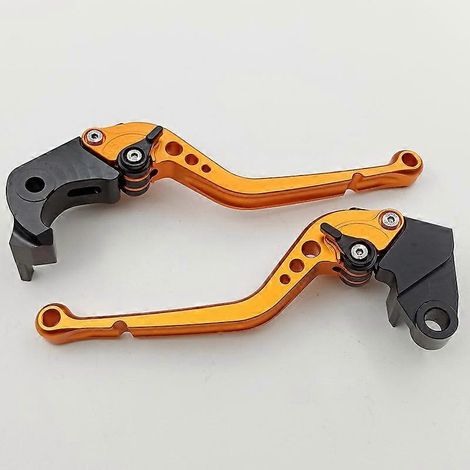 Levier de frein et d'embrayage modifié CNC (tige longue orange) pour moto Kawasaki ZX6R 2007-2018 (1/5)